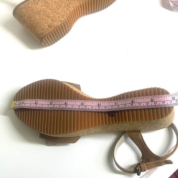 Boden Wedge Heel Sandals Ankle Strap Open Toe Light Brown Suede Leather size 10 - Picture 6 of 8